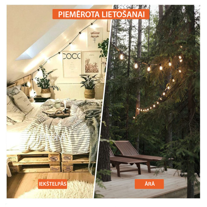 Āra virtene (LED lampiņas) 30 m Perl baltā krāsā