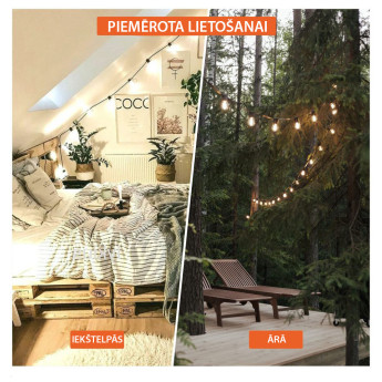 Āra virtene (LED lampiņas) 20 m Glow melna krāsa