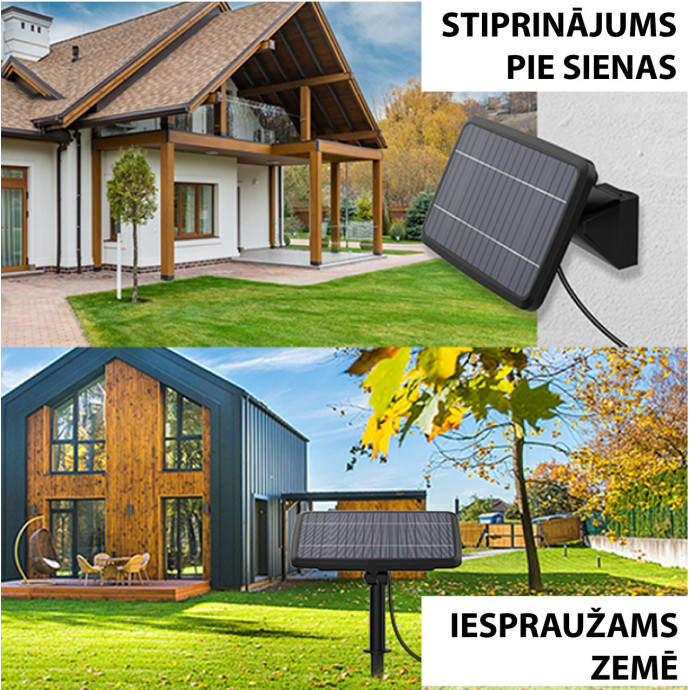 Āra virtene ar saules baterijām (LED) Perl melnā krāsā