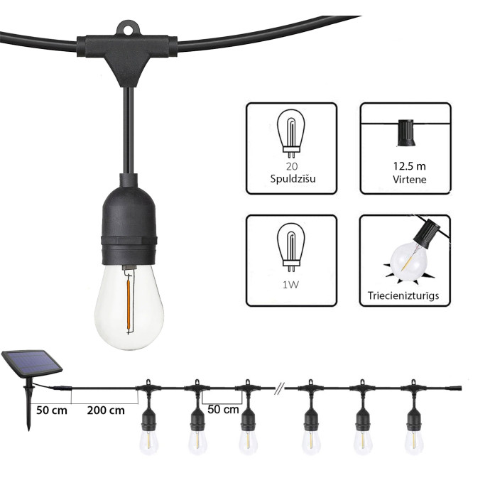 Āra virtene ar saules baterijām (LED) Drop