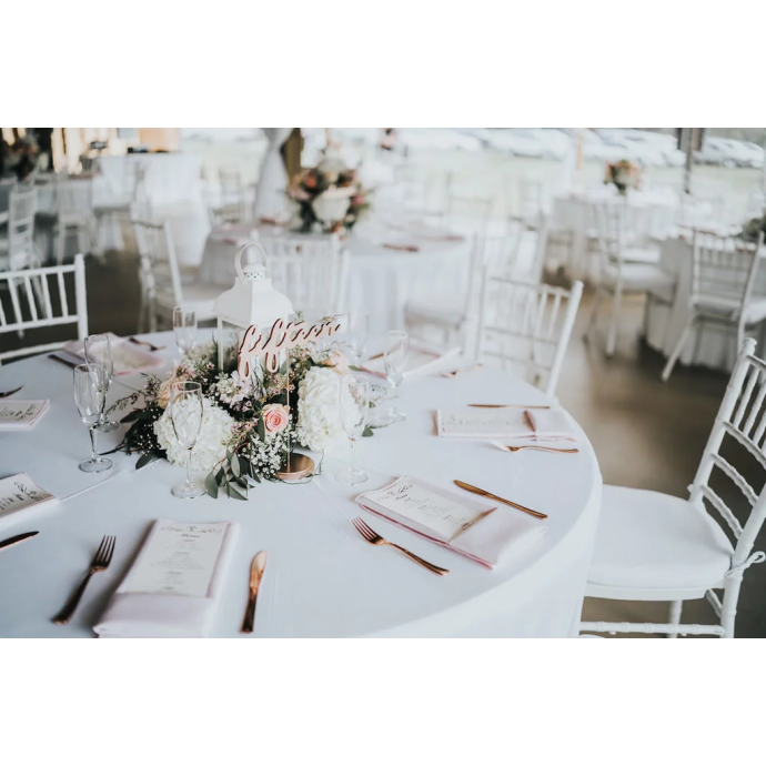 Traipu izturīgs Apaļš galdauts Balts D250