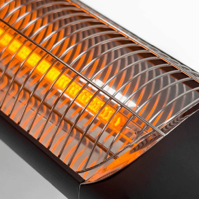 Pastāvīgi novietojamais infrasarkano staru sildītājs Heatum H2500R CORE BLACK ar trijkāju statīvu