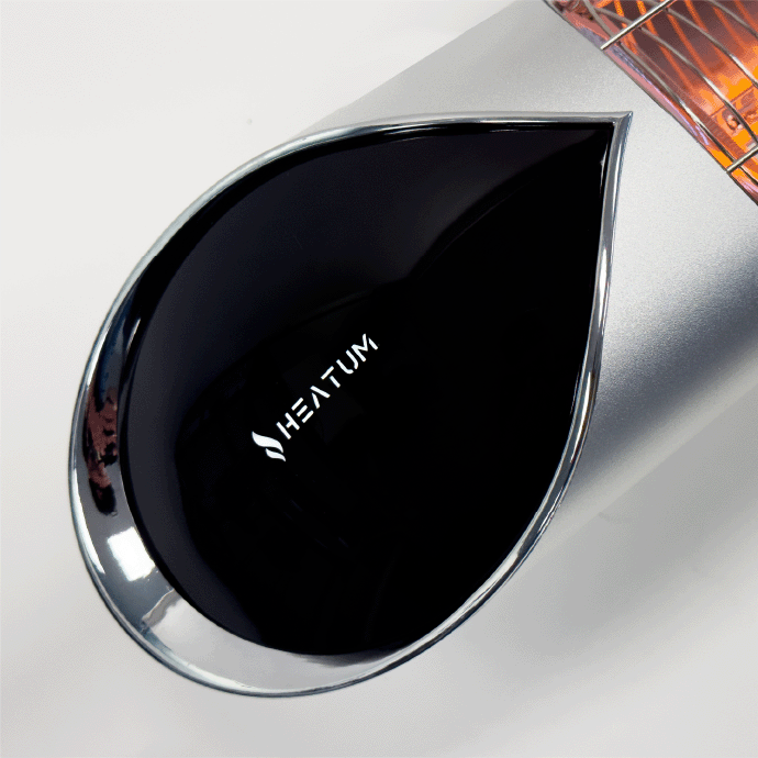 Pastāvīgi novietojamais infrasarkano staru sildītājs Heatum H2000R CORE SILVER ar statīvu uz vienas kājas