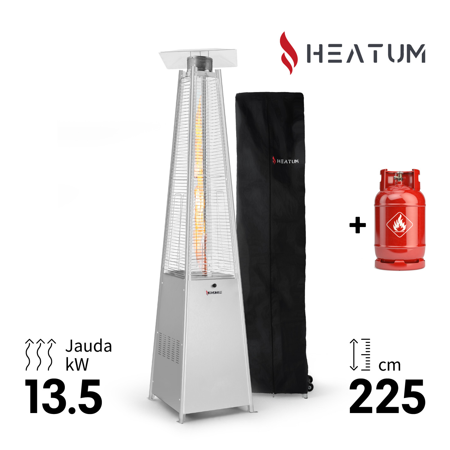 Gāzes sildītājs piramīdas formā Heatum Athena ar gāzes balonu