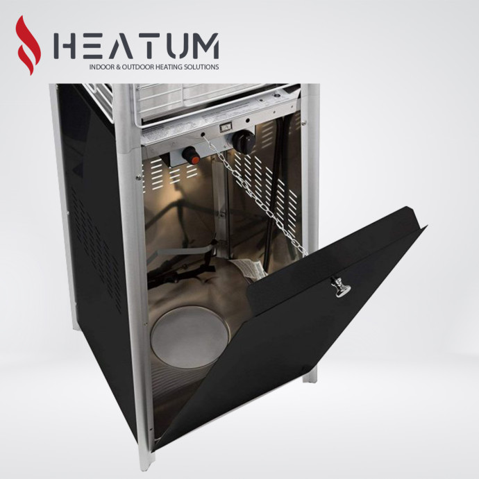 Gāzes sildītājs piramīdas formā Heatum Athena melnā krāsā ar gāzes balonu