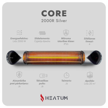 Infrasarkanais sildītājs Heatum H2000R CORE SILVER