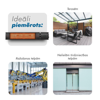 Pastāvīgi novietojamais infrasarkano staru sildītājs Heatum H2000R URBAN Black ar statīvu uz vienas kājas
