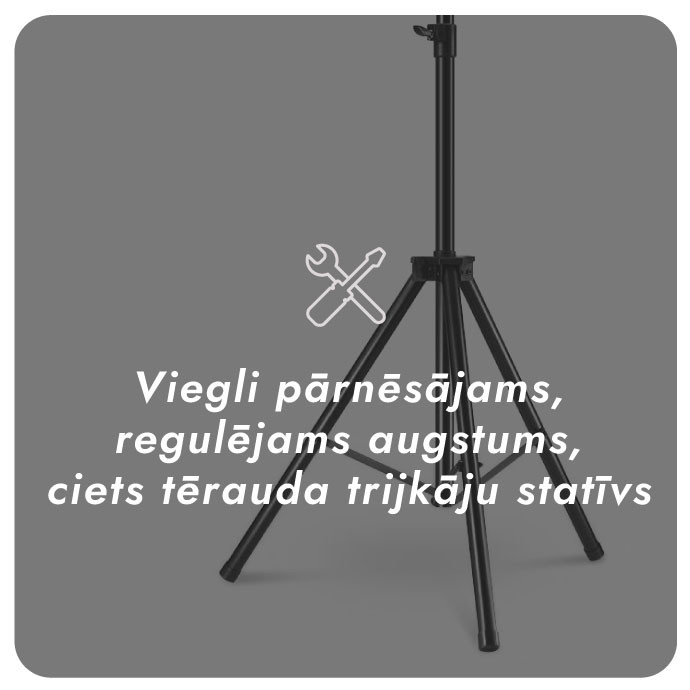Pastāvīgi novietojamais infrasarkano staru sildītājs Heatum H2000R URBAN SILVER ar trijkāju statīvu