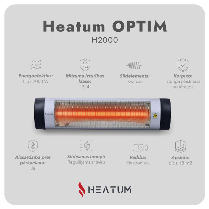 Infrasarkanais sildītājs Heatum H2000 OPTIM