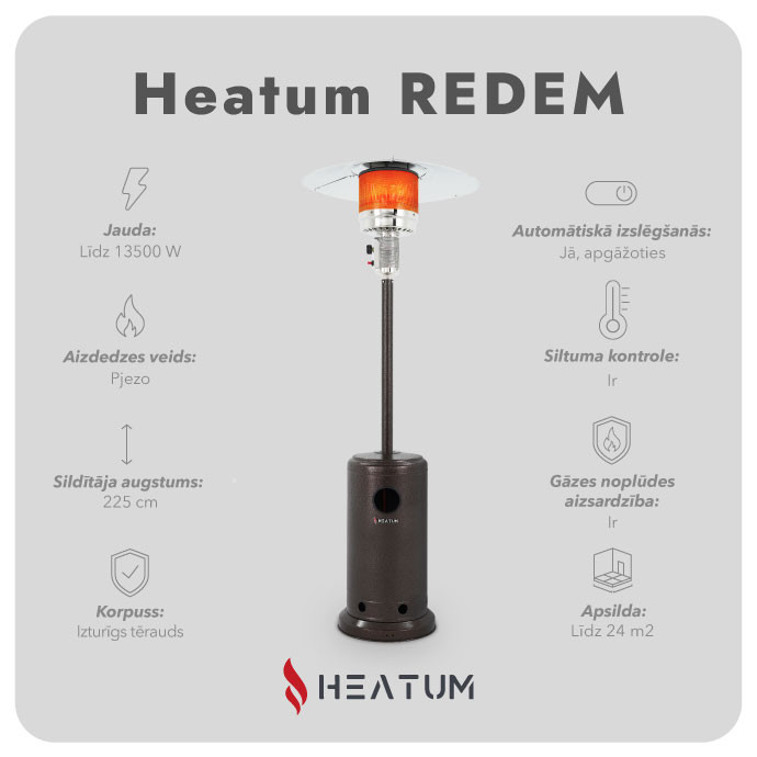 Gāzes sildītājs Heatum Redem ar gāzes balonu