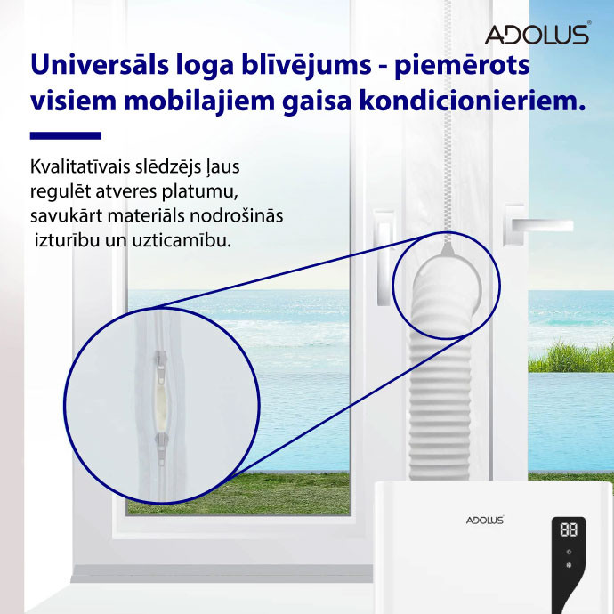 ADOLUS ARCTIC A3600H mobilais gaisa kondicionieris ar apsildi un logu blīvējumu