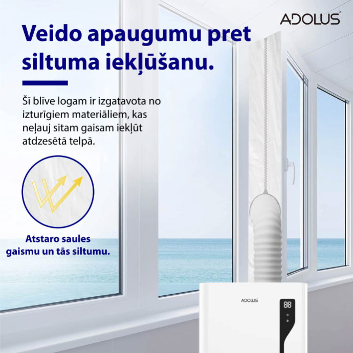 ADOLUS ARCTIC A3600H mobilais gaisa kondicionieris ar apsildi un logu blīvējumu