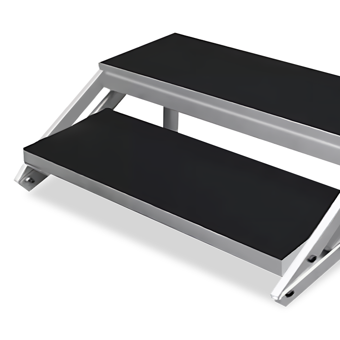 Regulējamas alumīnija kāpnes 40-60 cm pacelšanai (2 pakāpieni)