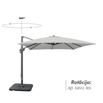 Saulessargs ar atsvarapaliktni (pārvalks dāvanā) Lounge Gaiši pelēkā krāsā Saulessargs ar atsvarapaliktni (pārvalks dāvanā) Lounge Gaiši pelēkā krāsā