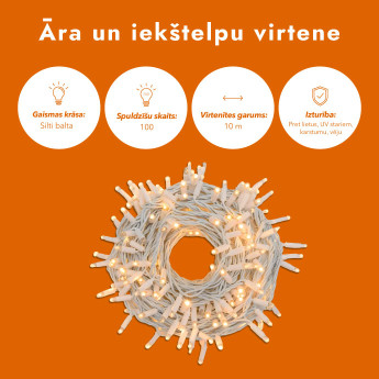 Āra un iekštelpu virtene (LED apgaismojums) 10 m PROLED balta Āra un iekštelpu virtene (LED apgaismojums) 10 m PROLED balta