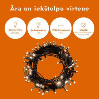 Āra un iekštelpu virtene (LED apgaismojums) 10 m PROLED melna Āra un iekštelpu virtene (LED apgaismojums) 10 m PROLED melna