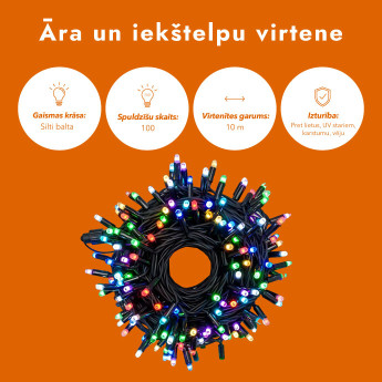 Āra un iekštelpu virtene (LED apgaismojums) 10 m PROLED RGB