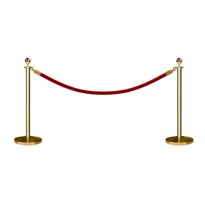 Virves norobežojums zeltainā krāsā ar 150 cm sarkanu virvi Royal