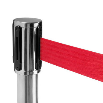Lentes norobežojums sudraba krāsā ar 300 cm sarkanu lenti FLEX