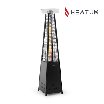 Gāzes sildītājs piramīdas formā Heatum Athena melnā krāsā ar gāzes balonu