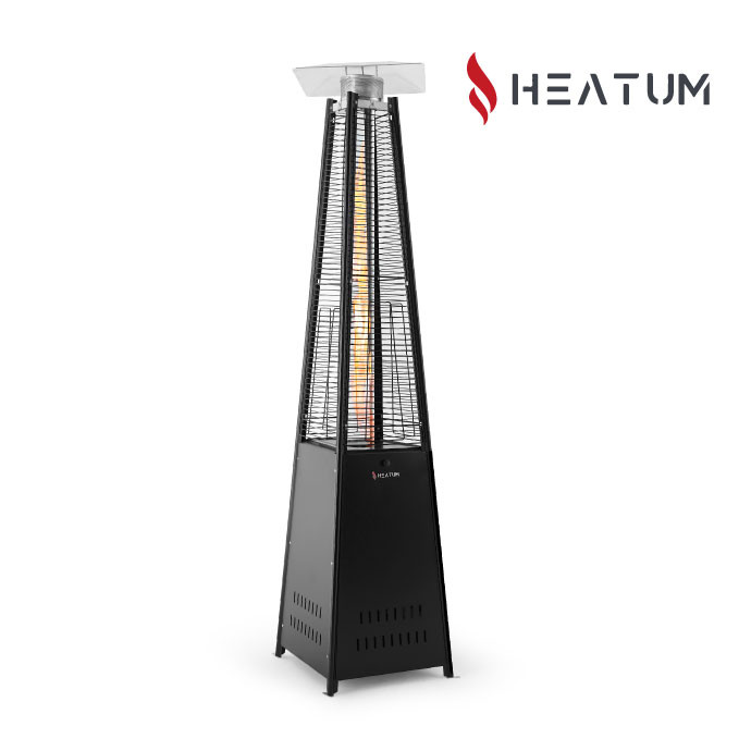 Gāzes sildītājs piramīdas formā Heatum Athena melnā krāsā ar gāzes balonu