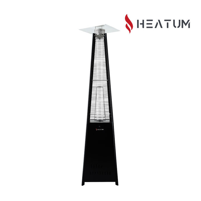 Gāzes sildītājs piramīdas formā Heatum Athena melnā krāsā ar gāzes balonu