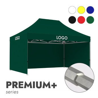 Reklāmas telts 3x4,5 izvēlētā krāsā Zeltpro Premium+ ar 4 sienām un 2 termo uzlīmēm uz jumta sāniem  Reklāmas telts 3x4,5 izvēlētā krāsā Zeltpro Premium+ ar 4 sienām un 2 termo uzlīmēm uz jumta sāniem