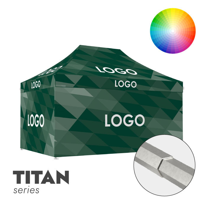 Reklāmas telts 3x4,5 izvēlētā krāsā Zeltpro TITAN ar jumta un 3 sienu apdruku