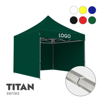 Reklāmas telts 3x3 izvēlētā krāsā Zeltpro TITAN ar 4 sienām un 1 termo uzlīmi uz jumta sāniem  Reklāmas telts 3x3 izvēlētā krāsā Zeltpro TITAN ar 4 sienām un 1 termo uzlīmi uz jumta sāniem