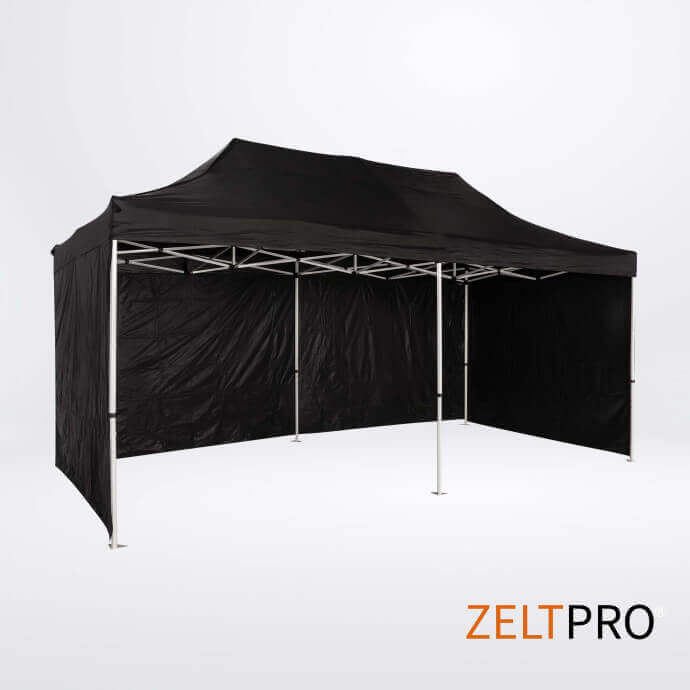 Pop up telts jumts un sienas (4 gab.) komplekts 3x6 Melna Zeltpro PROFRAME