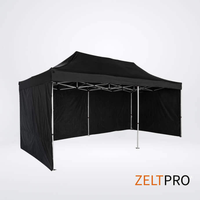 Pop up telts jumts un sienas (4 gab.) komplekts 3x6 Melna Zeltpro TITAN