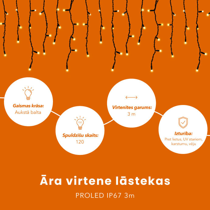 Āra virtenes lāstekas PROLED IP67 3m