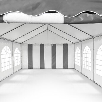 PVC Telts - Paviljons 4 x 8 Balts/Pelēks