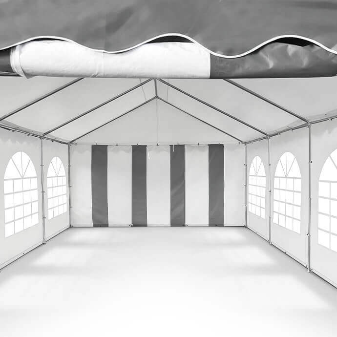 PVC Telts - Paviljons 4 x 8 Balts/Pelēks
