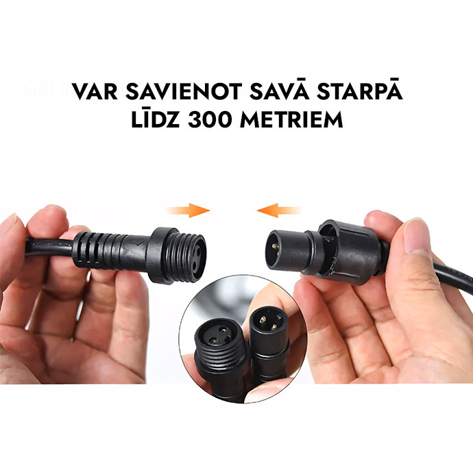 Āra virtene (LED lampiņas) 10 m Glow melna krāsa Matēta