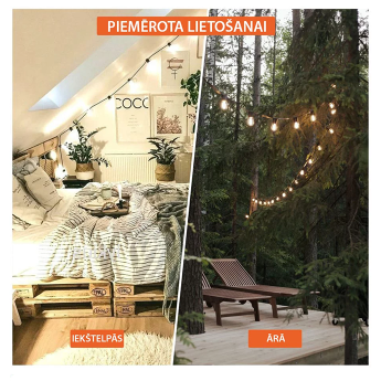 Āra virtene (LED lampiņas) 10 m Glow melna krāsa Matēta