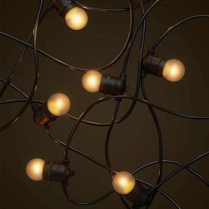 Āra virtene (LED lampiņas) 10 m Glow melna krāsa Matēta