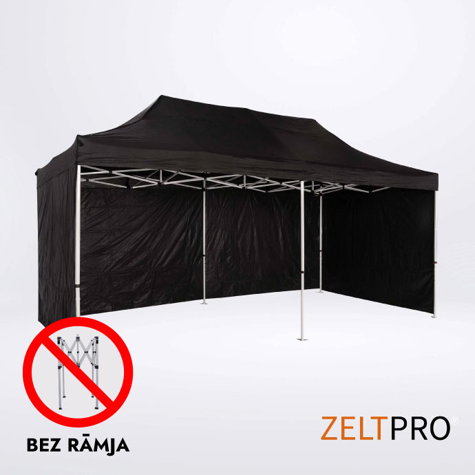 Pop up telts jumts un sienas (4 gab.) komplekts 3x6 Melna Zeltpro PROFRAME