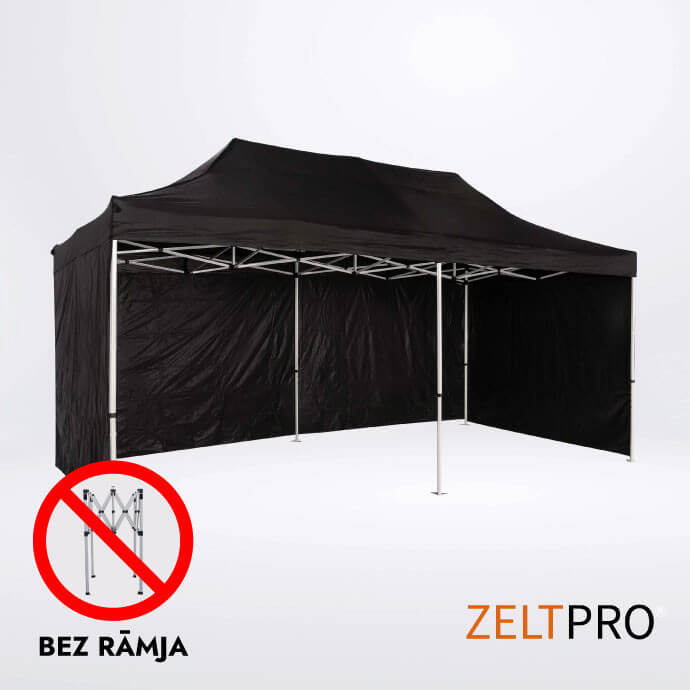 Pop up telts jumts un sienas (4 gab.) komplekts 3x6 Melna Zeltpro PROFRAME