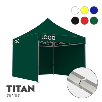 Reklāmas telts 3x3 izvēlētā krāsā Zeltpro TITAN ar 4 sienām un 3 termo uzlīmēm uz jumta sāniem