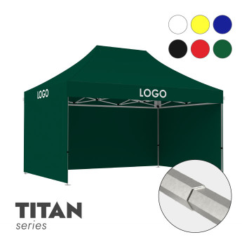 Reklāmas telts 3x4,5 izvēlētā krāsā Zeltpro TITAN ar 4 sienām un 3 termo uzlīmēm uz jumta sāniem