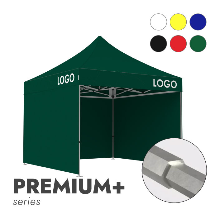 Reklāmas telts 3x3 izvēlētā krāsā Zeltpro Premium+ ar 4 sienām un 3 termo uzlīmēm uz jumta sāniem