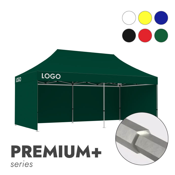 Reklāmas telts 3x6 izvēlētā krāsā Zeltpro Premium+ ar 4 sienām un 3 termo uzlīmēm uz jumta sāniem