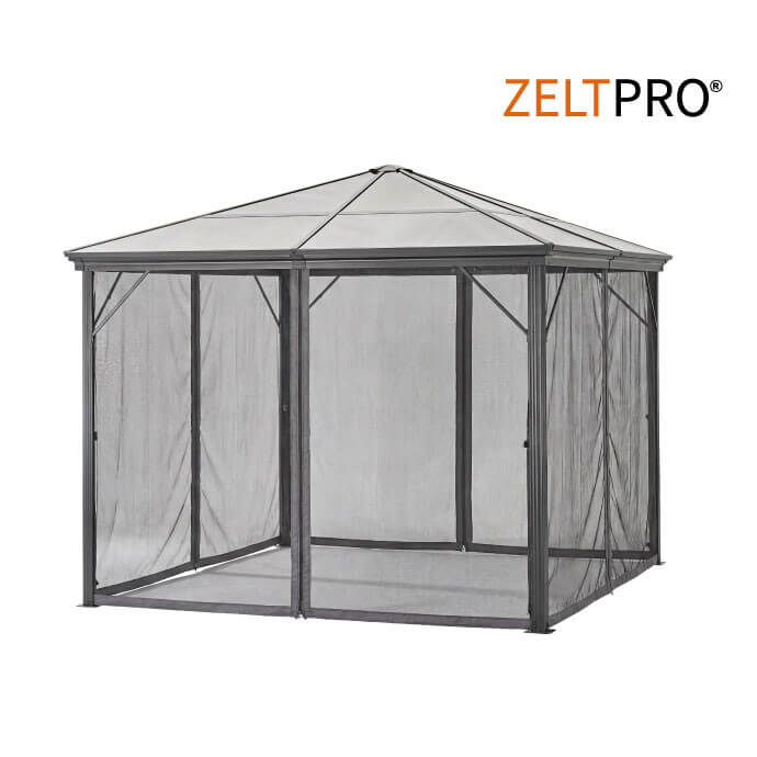Moskītu tīkli (4 sienas) dārza nojumei Zeltpro Deluxe 300x300, pelēka
