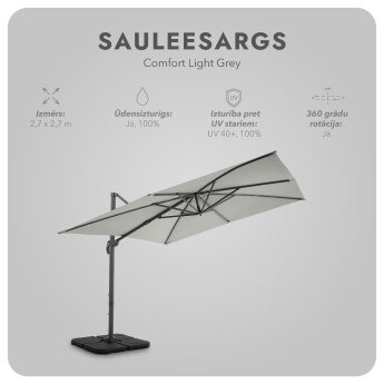 Saulessargs ar atsvara paliktni Comfort Gaiši pelēkā krāsā