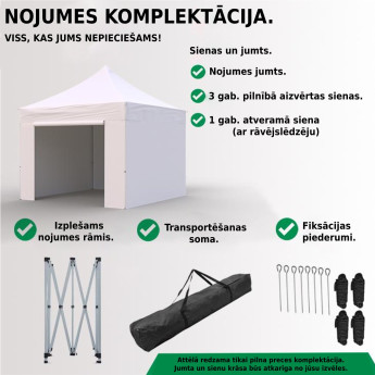 Tirdzniecības telts 3x3 Balta Zeltpro PREMIUM +