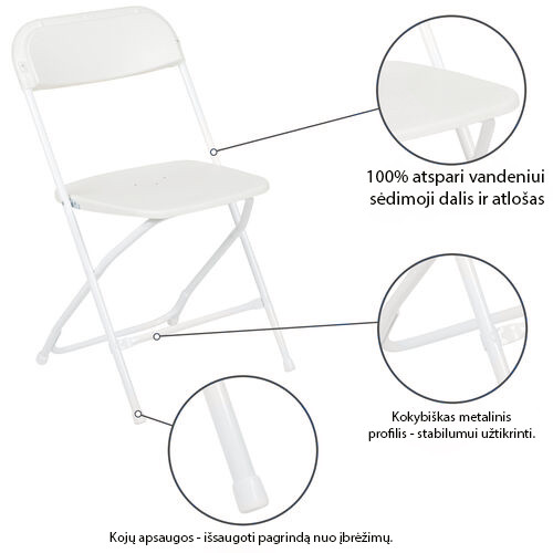 Saliekamo mēbeļu komplekts: Galds 150 balts, 8 krēsli Eiropa balti